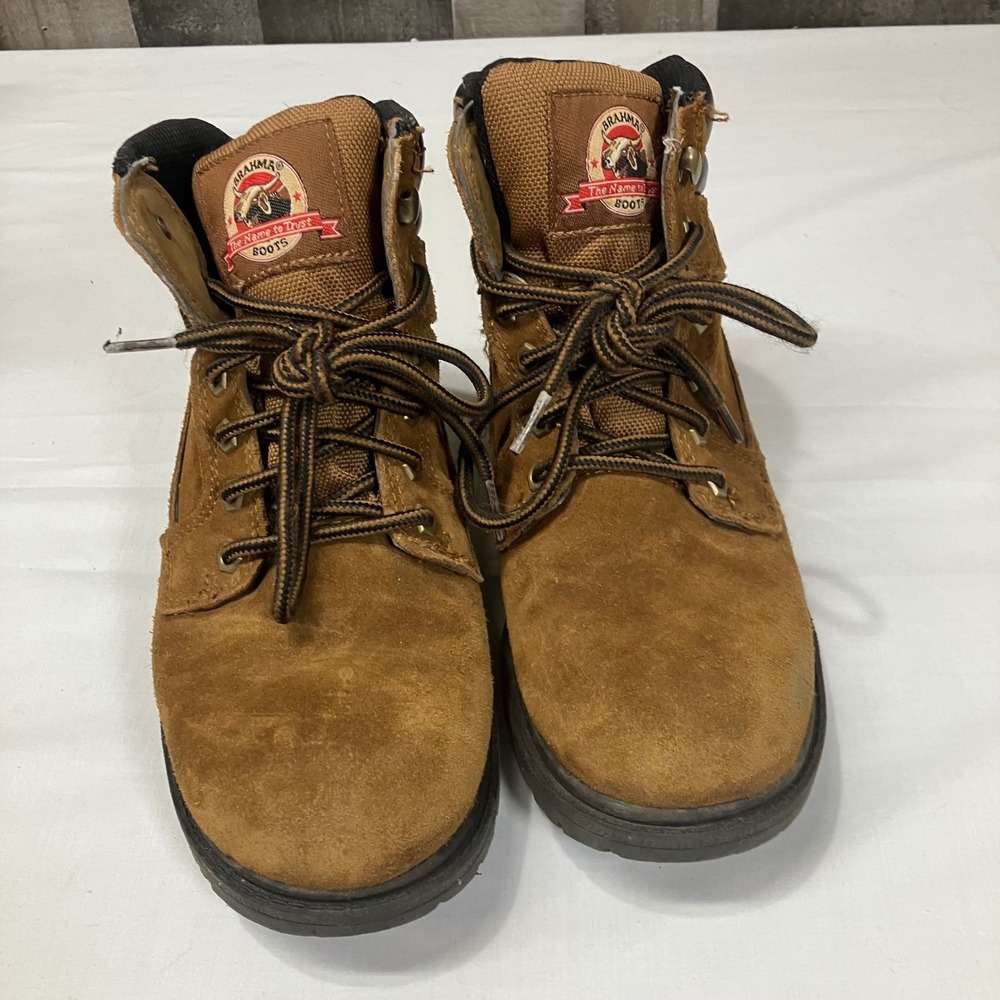 Brahma Mens Waterproof Suede Leather Work Boots Wheat Brown Size 7.5W Rugged